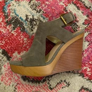 Michael Kors olive green suede wedge